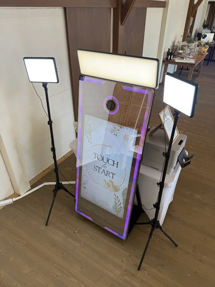 Miroir photo avec éclairage et fond