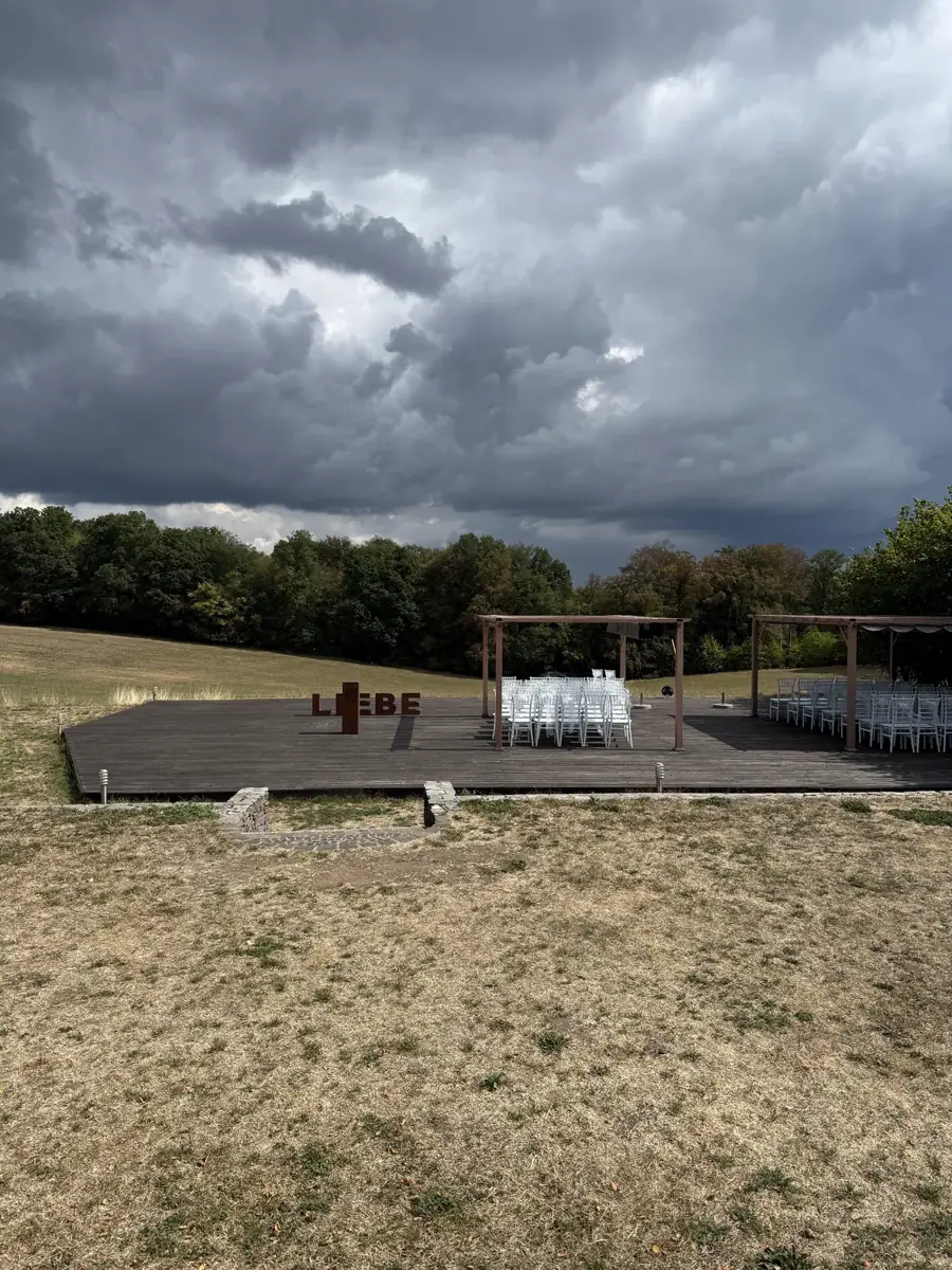 Outdoor ceremony area at Hofgut Menschenhaus
